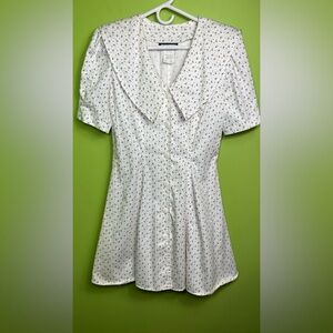 Vintage cotton sailor cottage core ditsy print fit and flare mini dress sz 11/12
